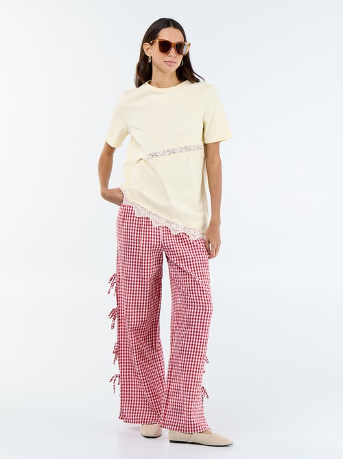 Wijde broek met vichyruit - Kiabi
