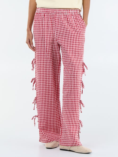 Wijde broek met vichyruit - Kiabi