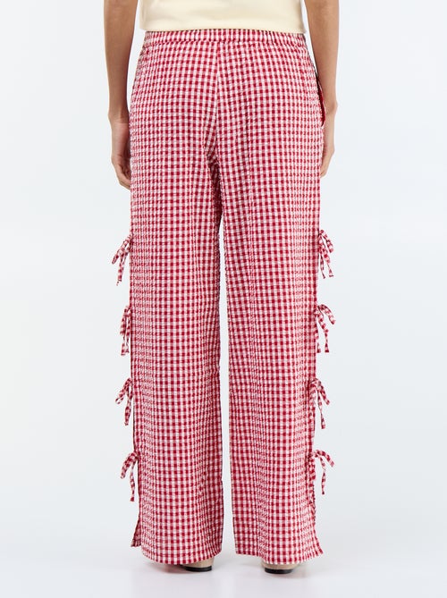 Wijde broek met vichyruit - Kiabi
