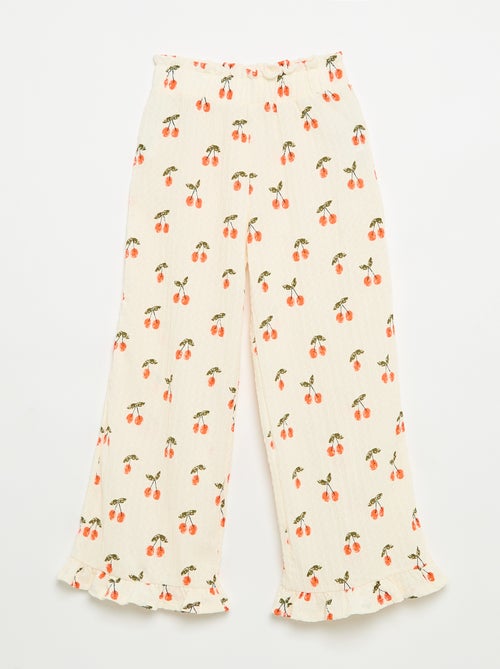 Wijde broek met volant aan de pijpen - Kiabi