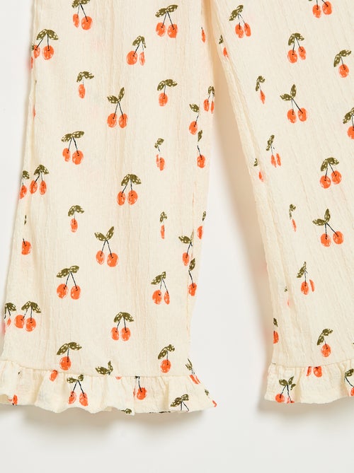 Wijde broek met volant aan de pijpen - Kiabi