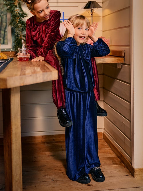 Wijde broek met wijde pijpen van zachte, stevige ribjersey - Kiabi Wijde broek met wijde pijpen van zachte, stevige ribjersey - Kiabi