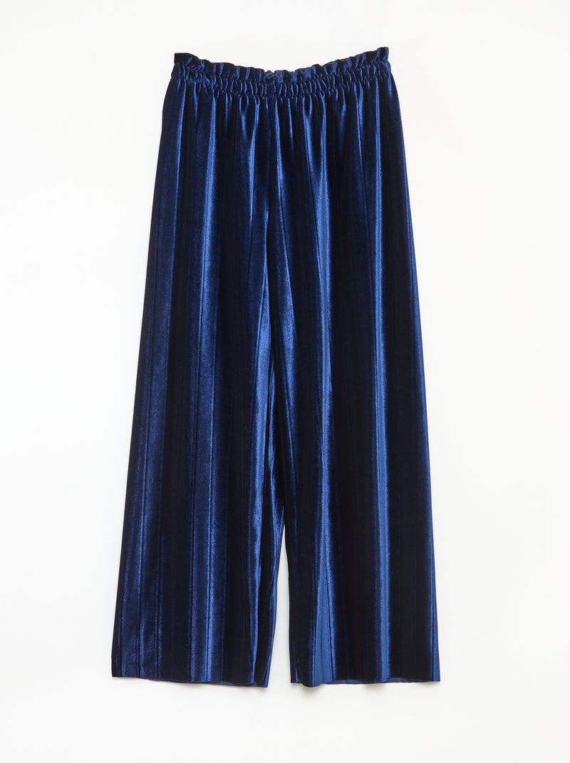 Wijde broek met wijde pijpen van zachte, stevige ribjersey Blauw - Kiabi