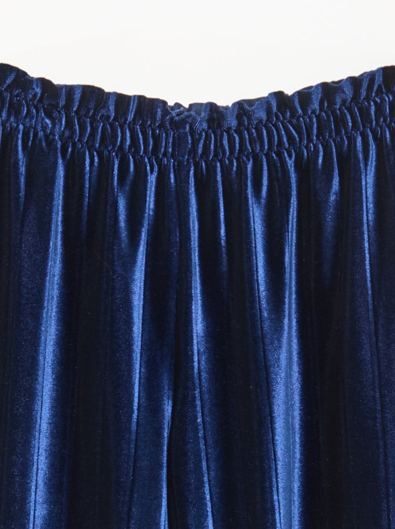 Wijde broek met wijde pijpen van zachte, stevige ribjersey Blauw - Kiabi
