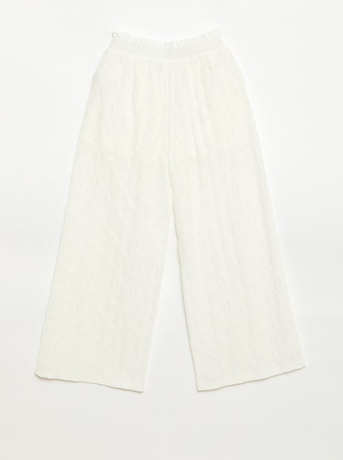 Wijde broek van broderie anglaise - Kiabi
