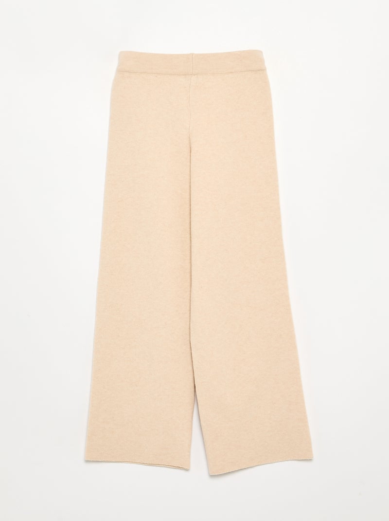 Wijde broek van compact breisel Biege - Kiabi