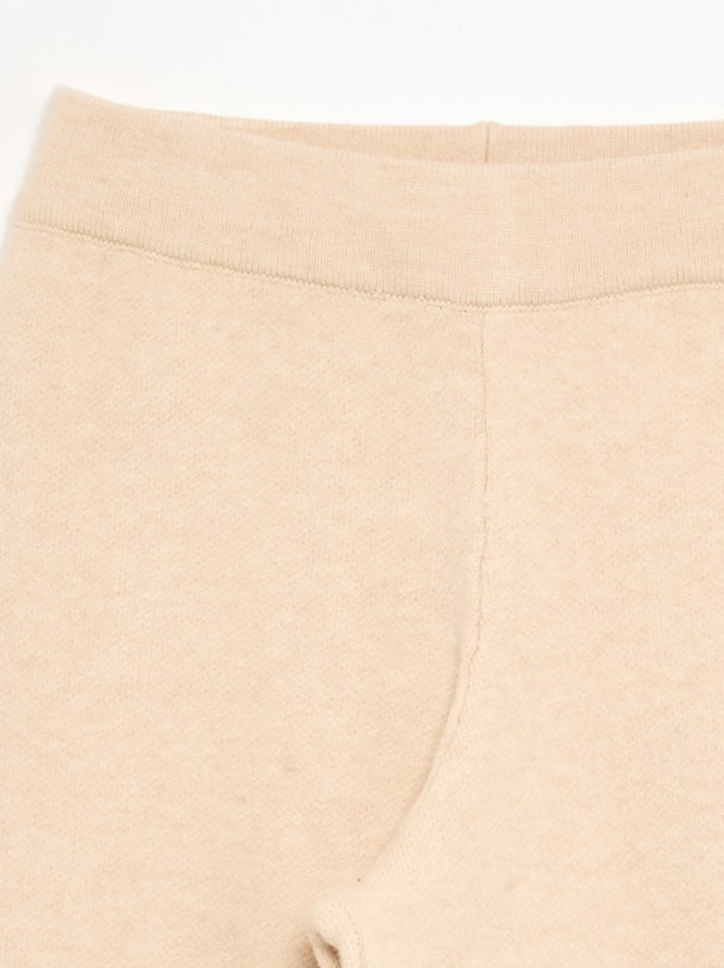 Wijde broek van compact breisel Biege - Kiabi