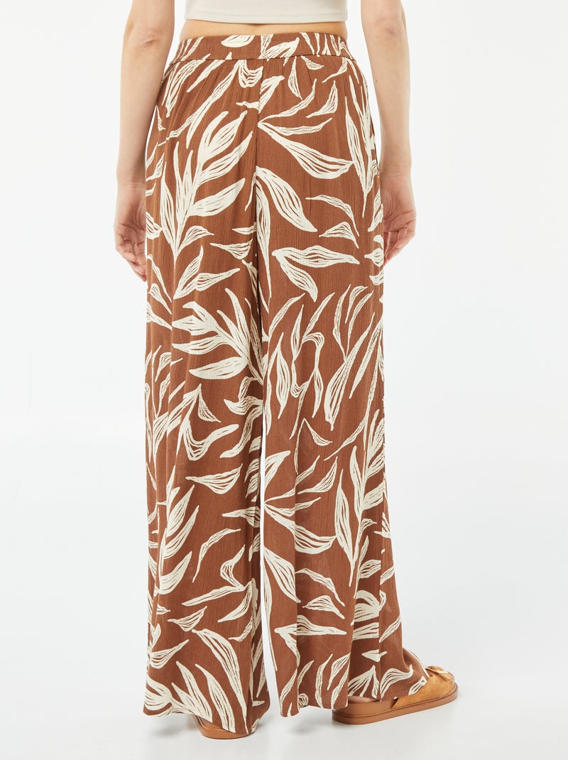 Wijde broek van crêpe BRUIN - Kiabi