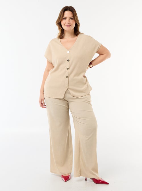 Wijde broek van crêpe tricot - Kiabi