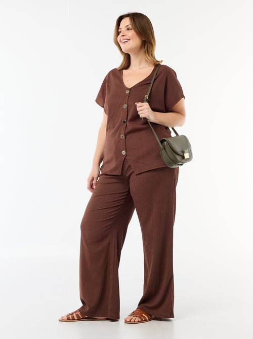 Wijde broek van crêpe tricot - Kiabi