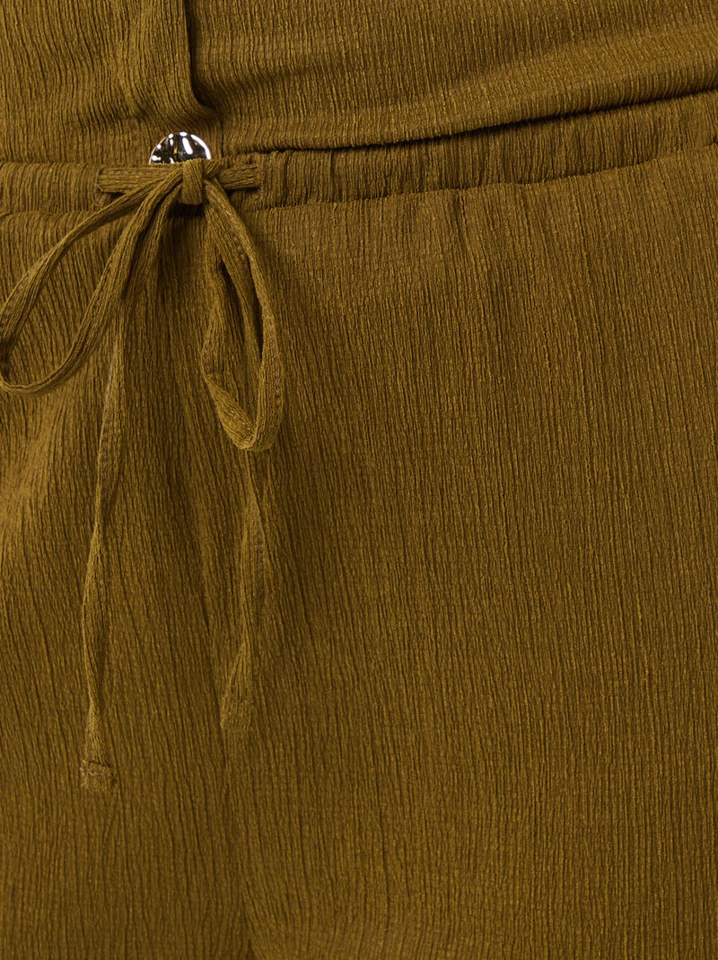 Wijde broek van crêpe tricot Groen - Kiabi
