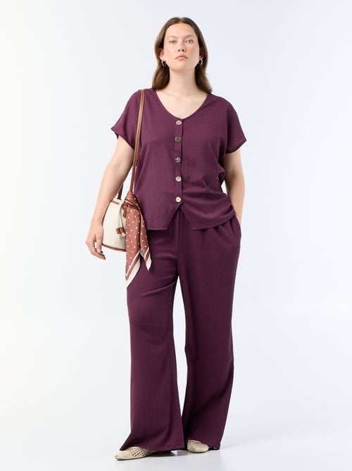 Wijde broek van crêpe tricot - Kiabi