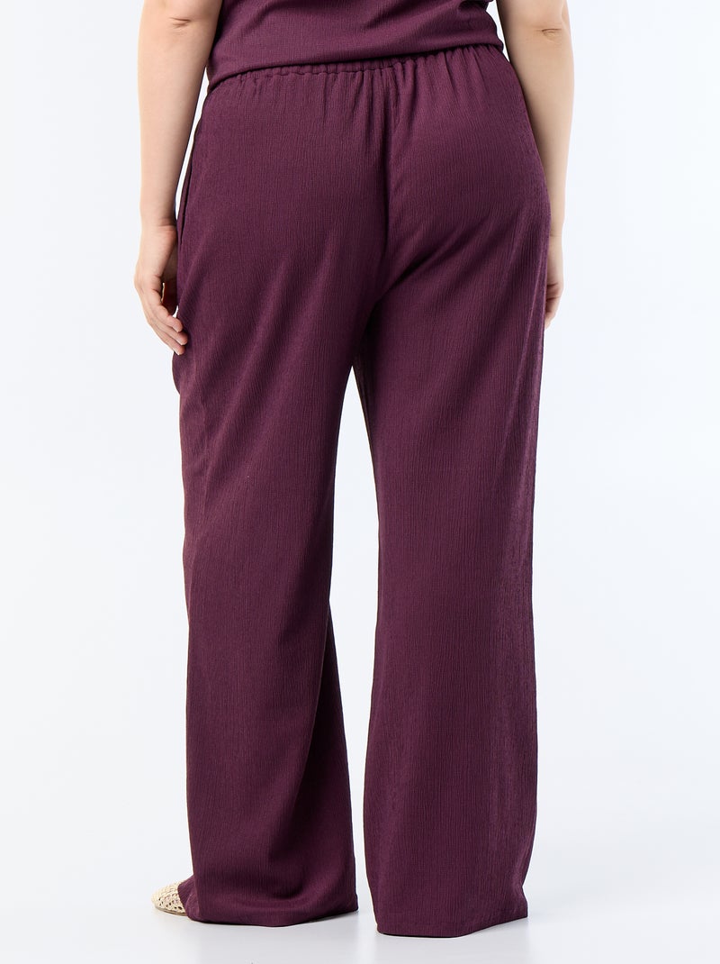 Wijde broek van crêpe tricot Paars - Kiabi