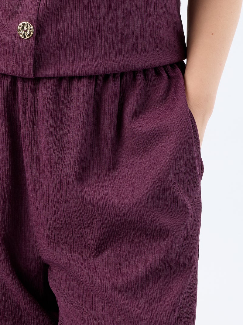 Wijde broek van crêpe tricot Paars - Kiabi