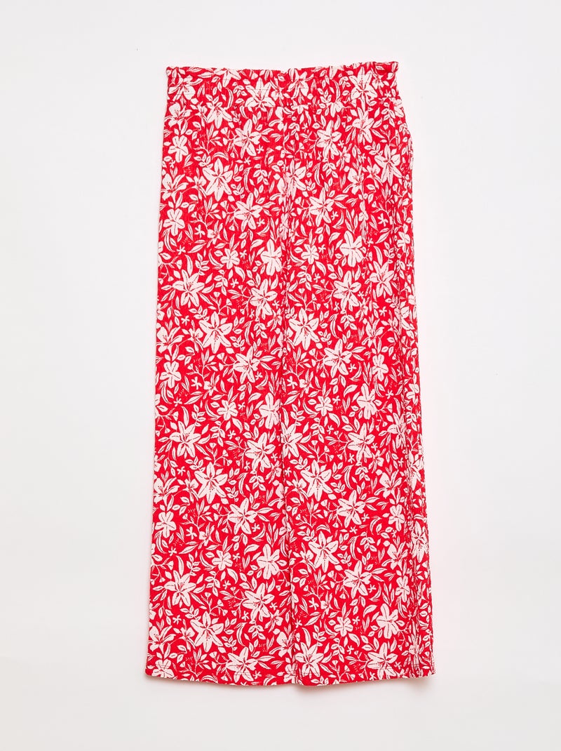 Wijde broek van crêpe tricot Rood - Kiabi