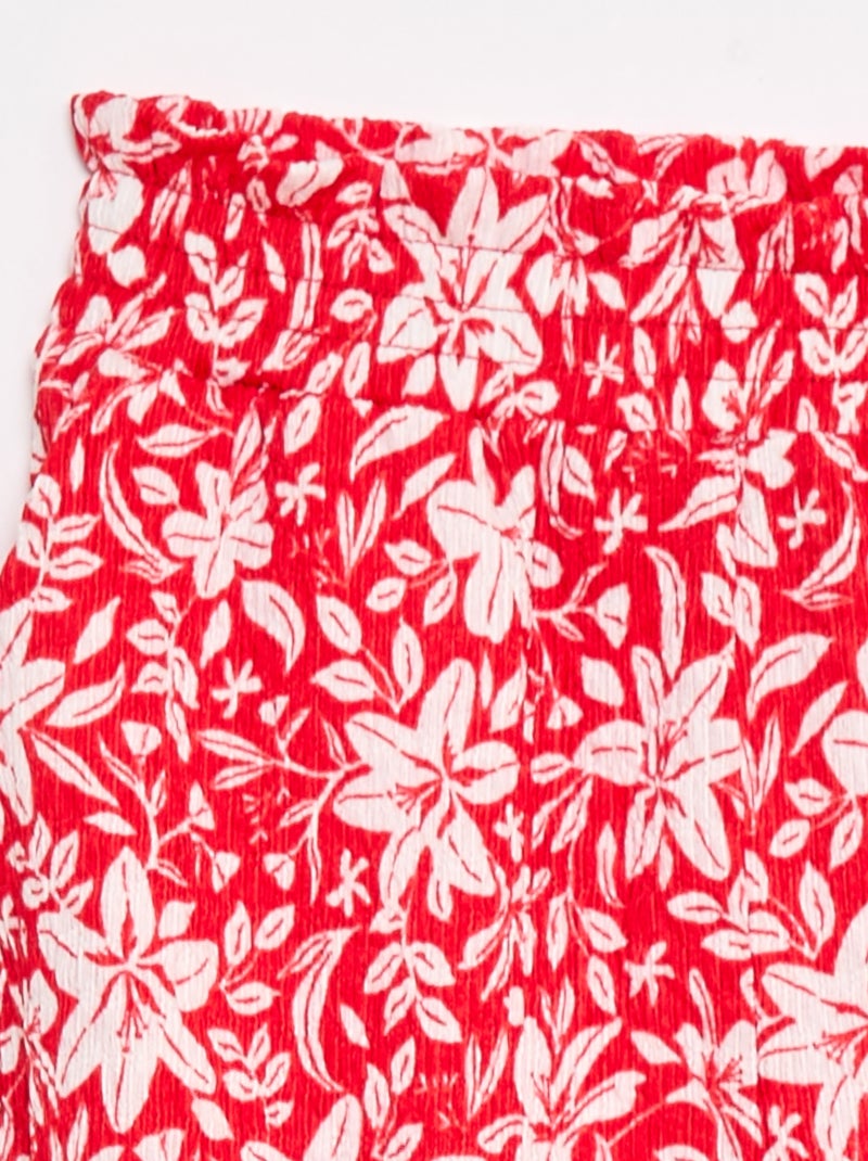 Wijde broek van crêpe tricot Rood - Kiabi