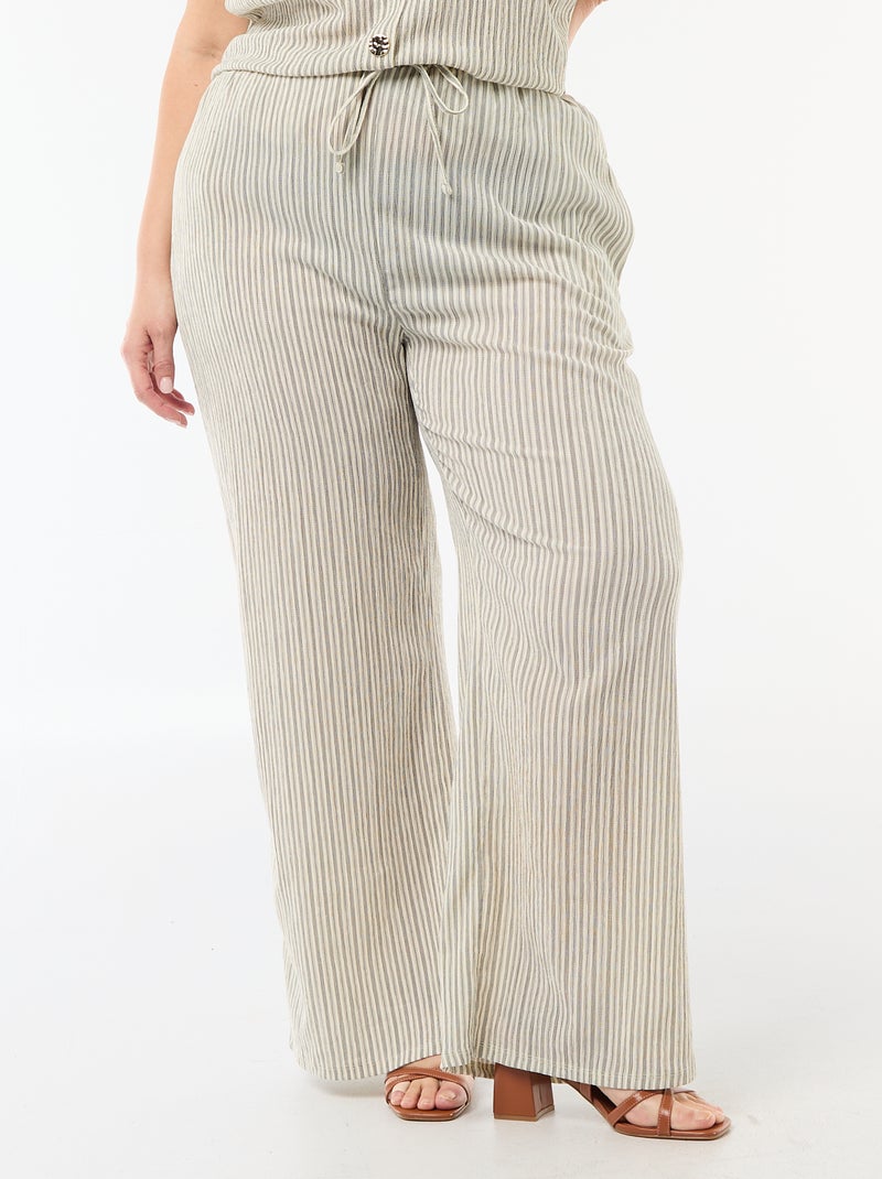 Wijde broek van crêpe tricot Wit - Kiabi