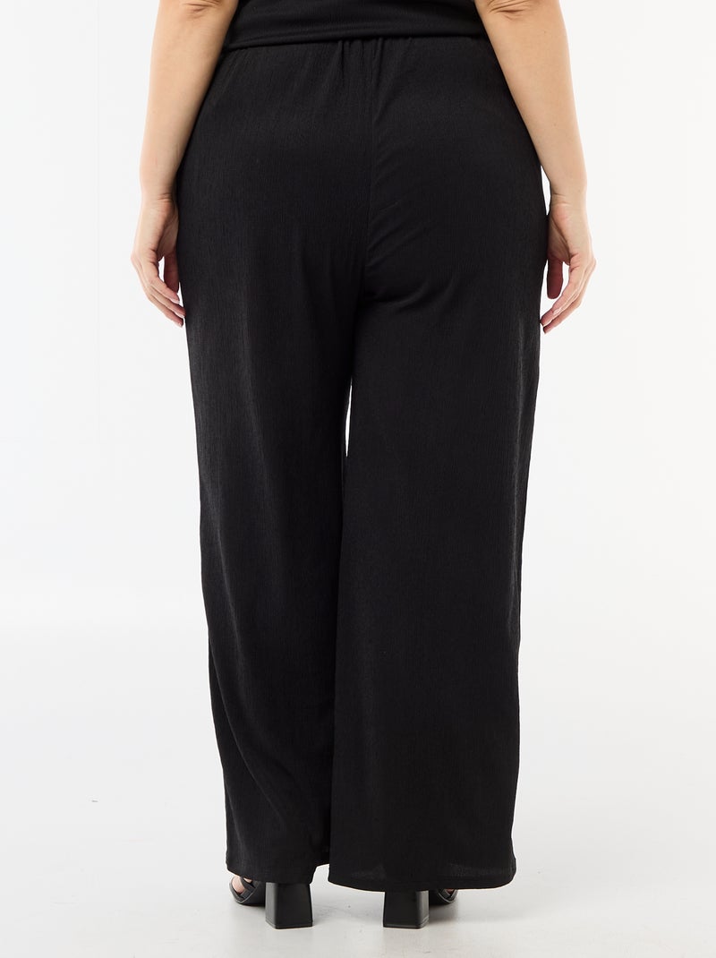 Wijde broek van crêpe tricot Zwart - Kiabi