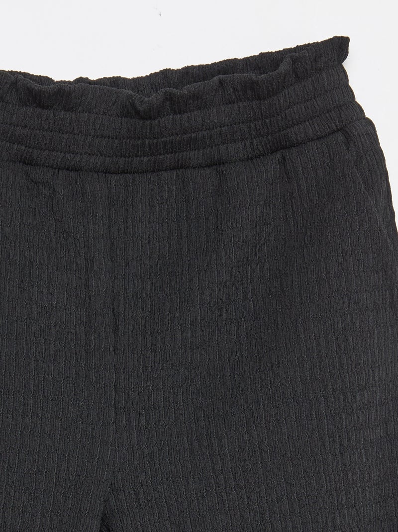 Wijde broek van crêpe tricot Zwart - Kiabi