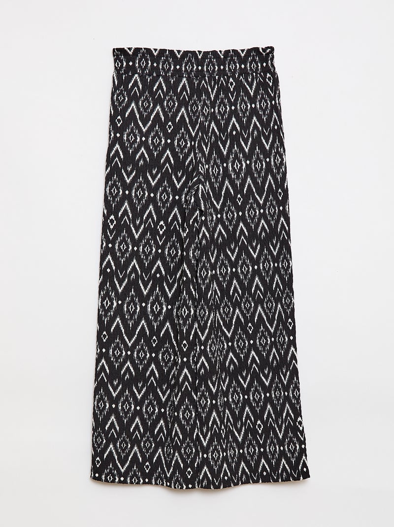 Wijde broek van crêpe tricot Zwart - Kiabi
