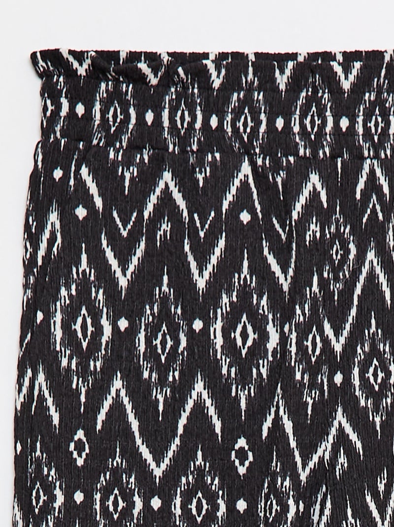 Wijde broek van crêpe tricot Zwart - Kiabi