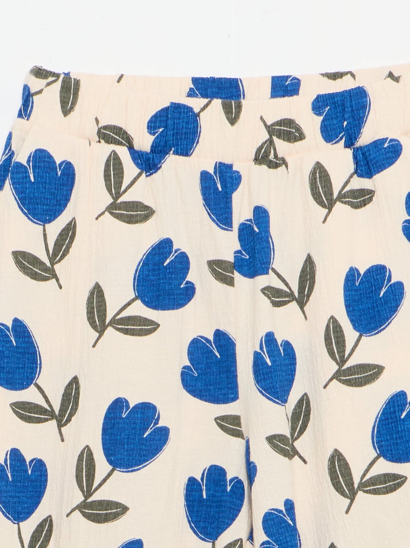 Wijde broek van crêpetricot Biege - Kiabi