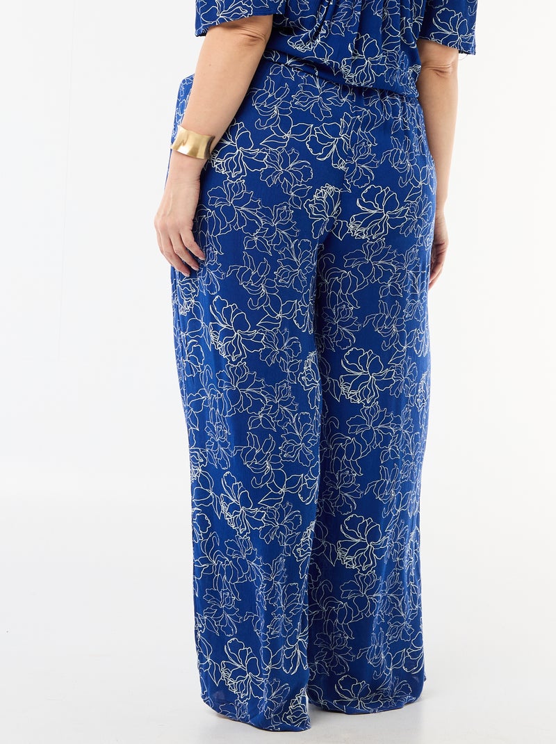 Wijde broek van crêpetricot Blauw - Kiabi