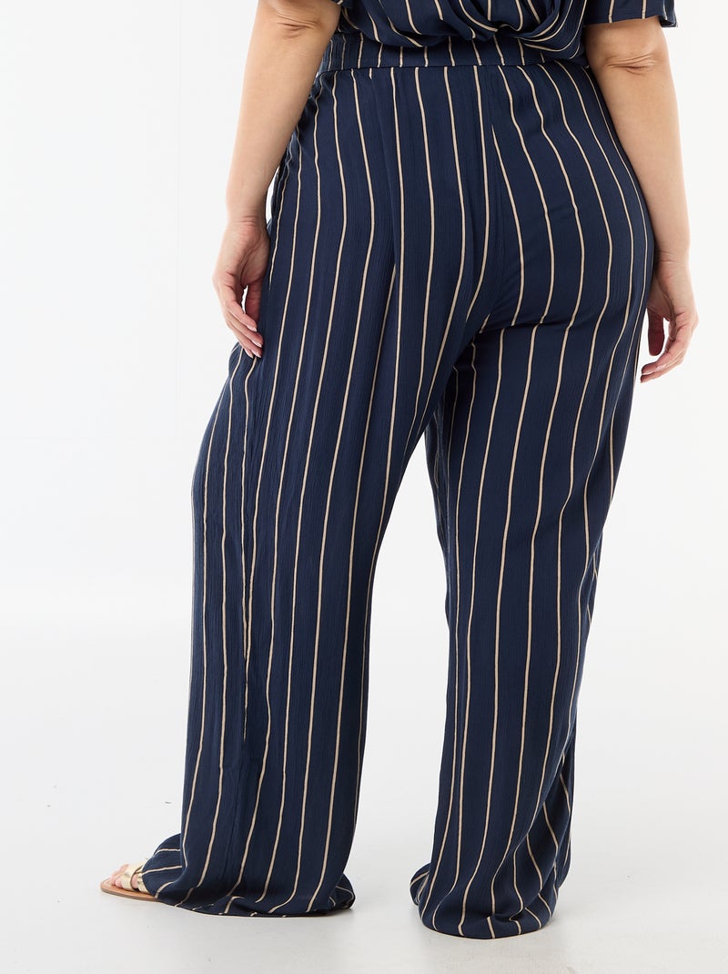 Wijde broek van crêpetricot Blauw - Kiabi