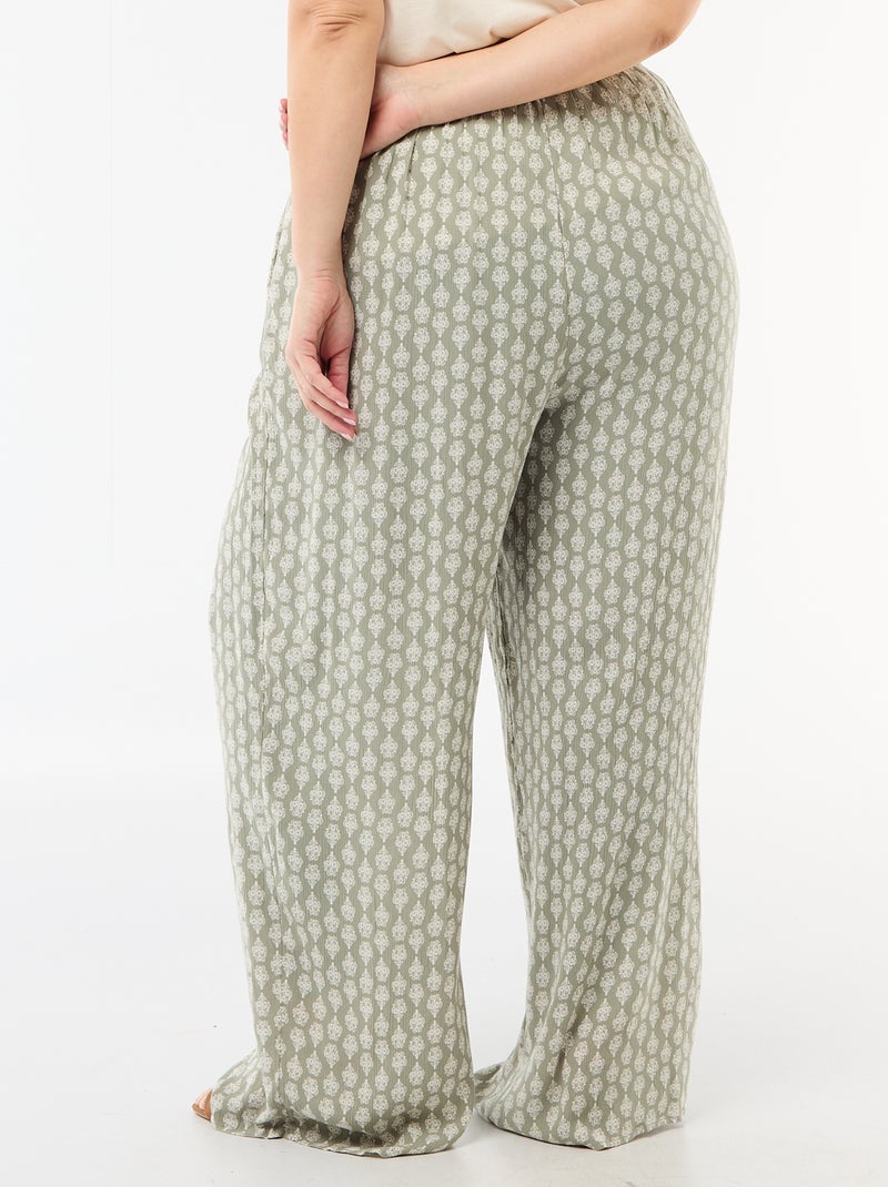 Wijde broek van crêpetricot Groen - Kiabi