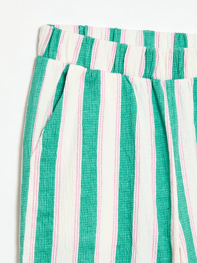 Wijde broek van crêpetricot Groen - Kiabi