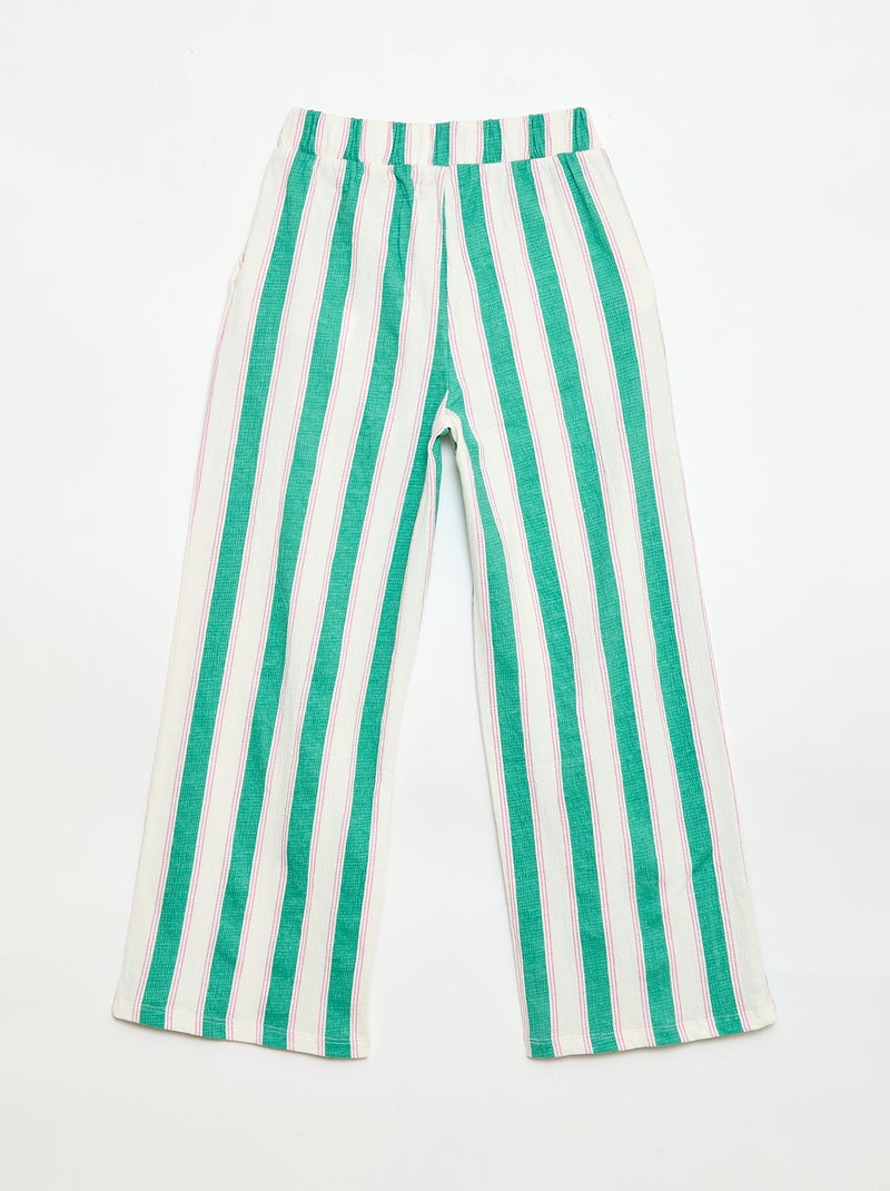 Wijde broek van crêpetricot Groen - Kiabi