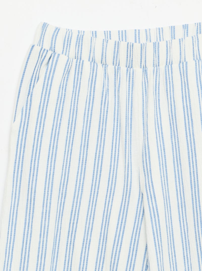 Wijde broek van crêpetricot Wit - Kiabi