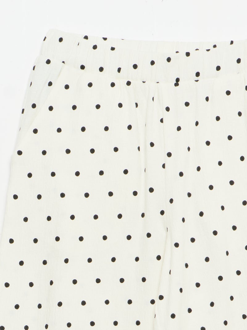 Wijde broek van crêpetricot Wit - Kiabi