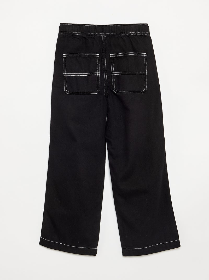 Wijde broek van denim Zwart - Kiabi