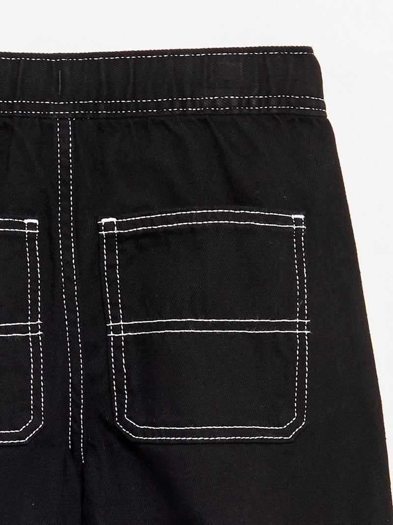 Wijde broek van denim Zwart - Kiabi