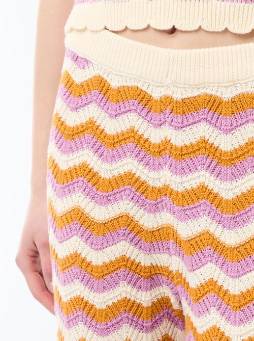 Wijde broek van driekleurig haakwerk - Kiabi