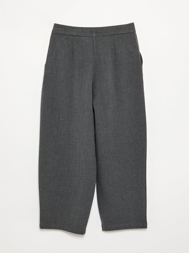 Wijde broek van flanel Grijs - Kiabi