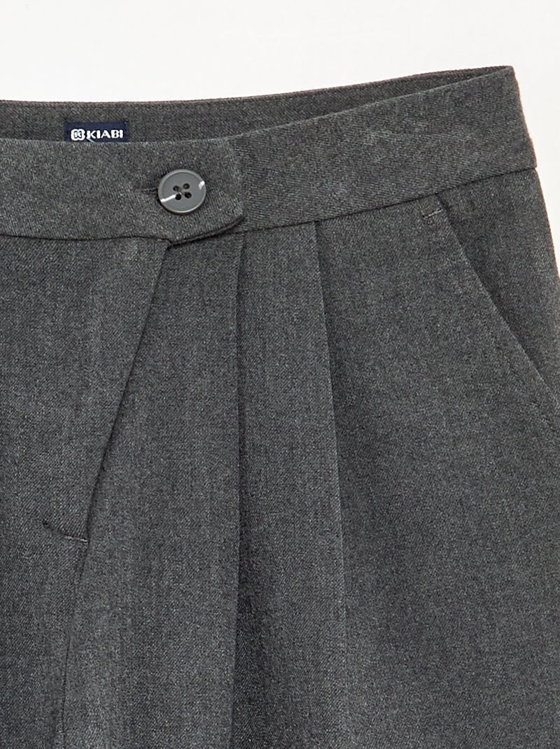 Wijde broek van flanel Grijs - Kiabi