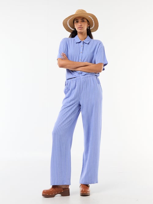 Wijde broek van gemengd linnen - Kiabi