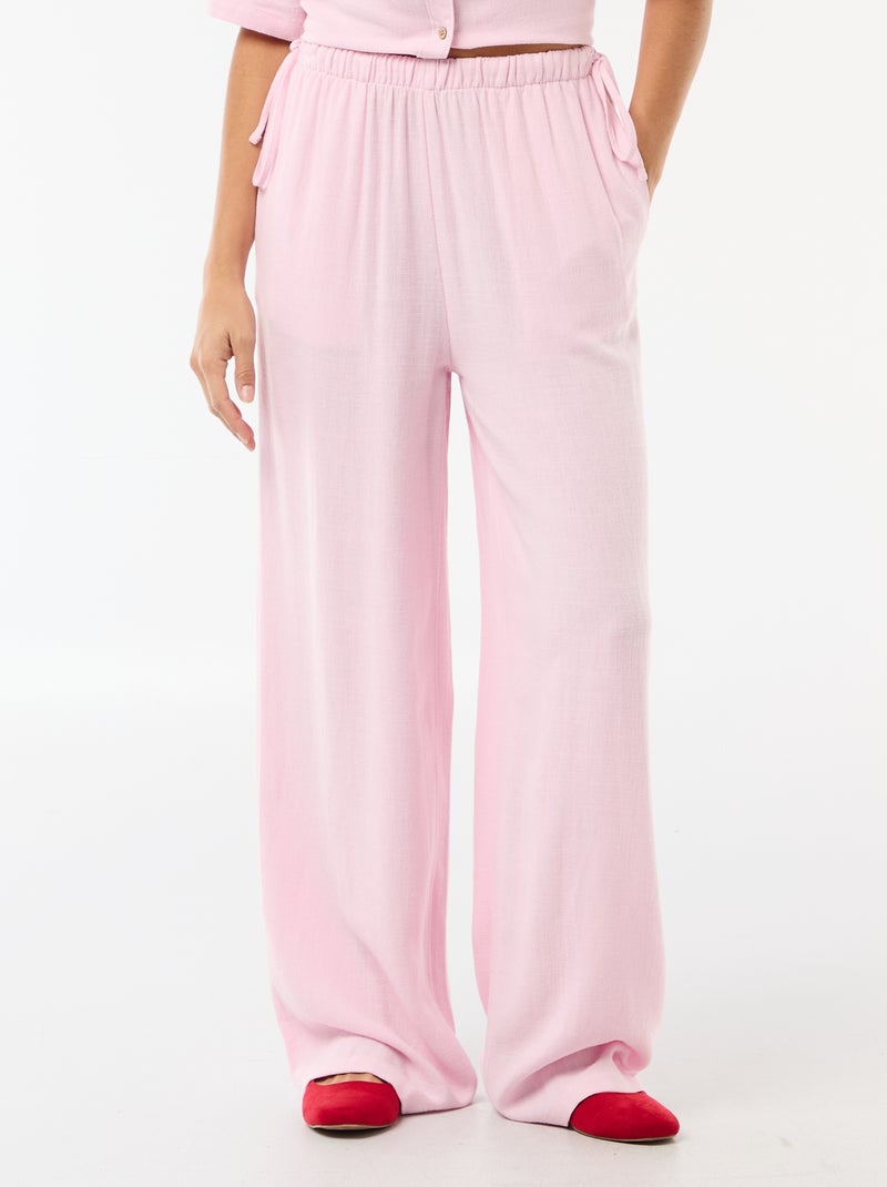 Wijde broek van gemengd linnen Rose - Kiabi