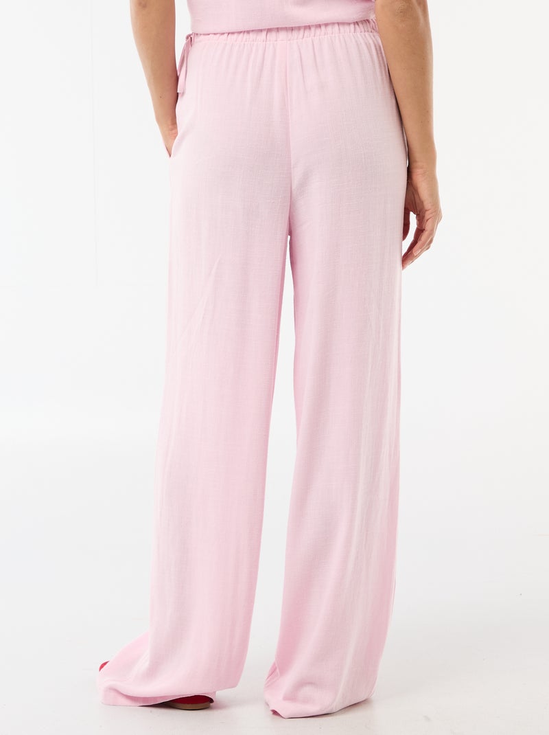 Wijde broek van gemengd linnen Rose - Kiabi