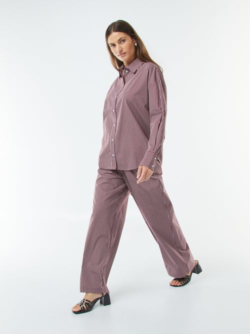 Wijde broek van gestreepte popeline - Kiabi