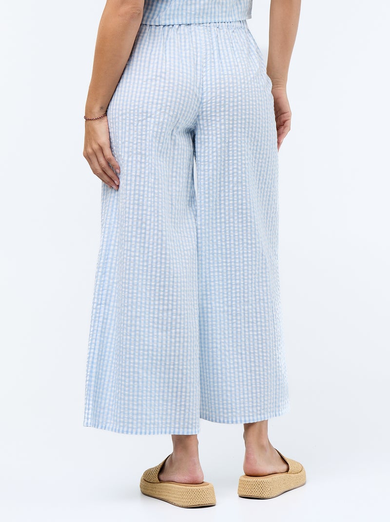 Wijde broek van gewafelde stof Blauw - Kiabi