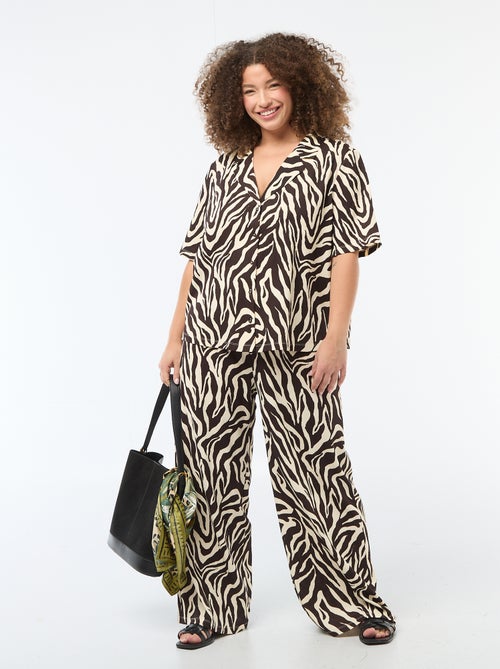 Wijde broek van gewafelde stof - Kiabi