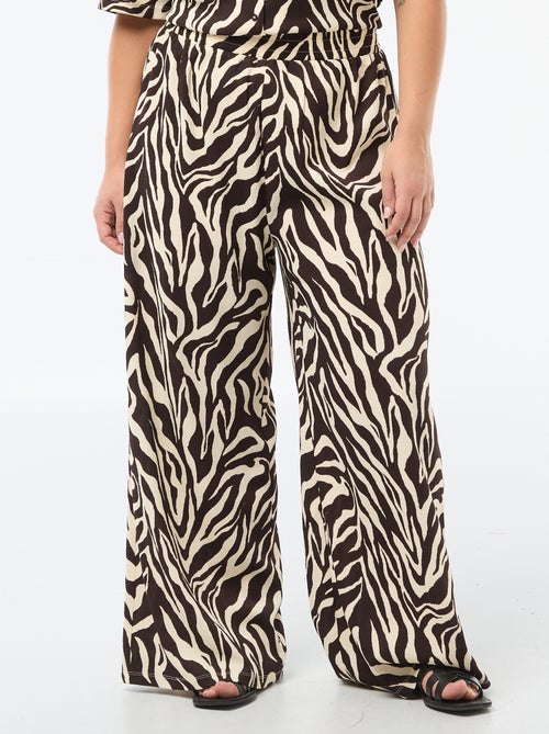 Wijde broek van gewafelde stof - Kiabi