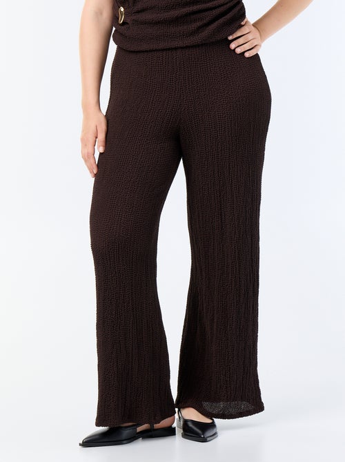 Wijde broek van gewafelde stof - Kiabi