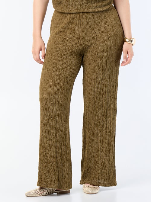 Wijde broek van gewafelde stof - Kiabi Wijde broek van gewafelde stof - Kiabi