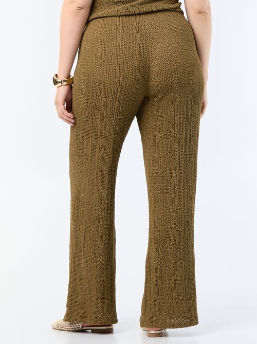 Wijde broek van gewafelde stof - Kiabi Wijde broek van gewafelde stof - Kiabi