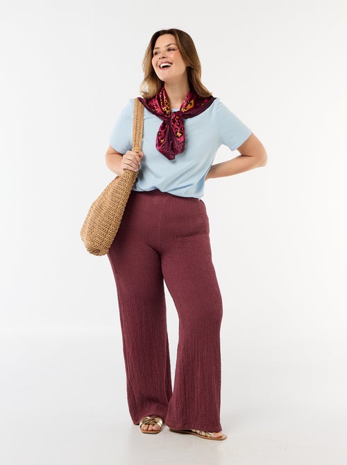 Wijde broek van gewafelde stof - Kiabi