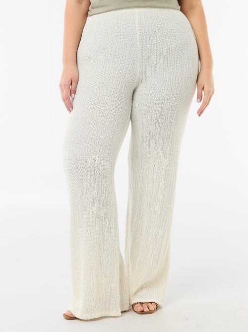 Wijde broek van gewafelde stof - Kiabi